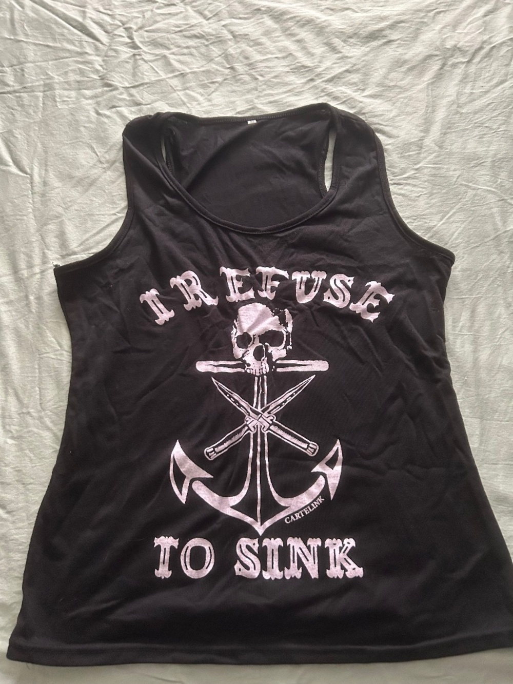 Black skull and crossbones anchor tank top women's size XL